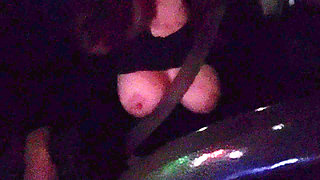 Italian Big Tits MILF Artemisia Love Flashing Her Tits While Driving Around at Night