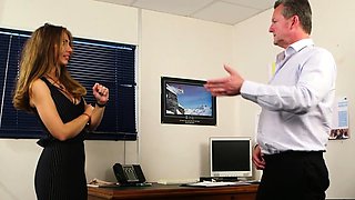 Classy office voyeur teasing colleague