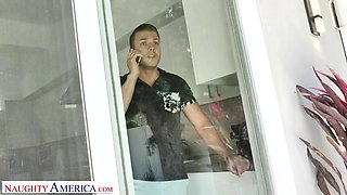 Sheila Smith fucks after a dip in the pool