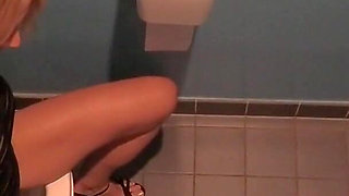 Kinky Slut Finds Dildo on Disco Toilet and Fucks Him