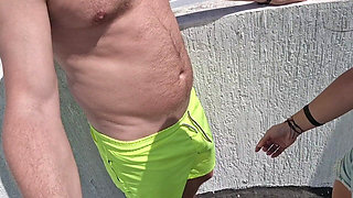 Blowjob on the Roof of the Hotel, Cum on Tits and a Walk with Sperm
