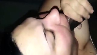 My wife gives a sex blowjob with black cock swallowing