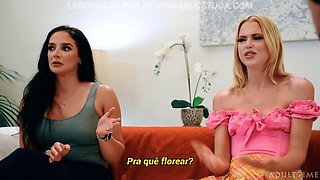 Stepmom and Teen Niece Gagging on Obsessed Nephew