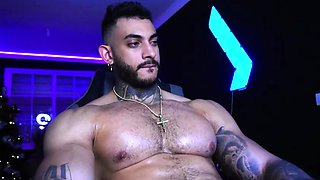 Incredible sexy twink with hard big muscles solo jerking fun