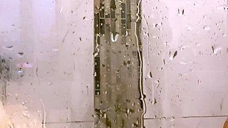 Brunette amateur babe strips off and masturbates