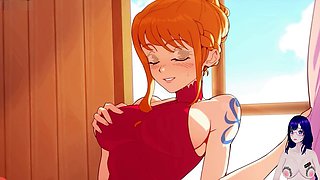 Nami from One Piece gets ready for some hardcore action on the ship