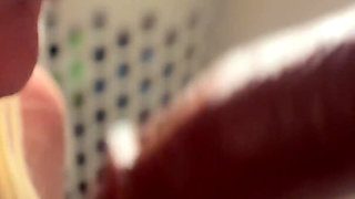 Blonde Big Tits MILF in Glasses Sensual Blowjob and Deepthroat and Cum on Face