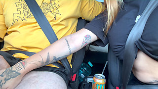 Perfect Girlfriend Sucked My Cock Inside the Car and Swallowed All the Milk