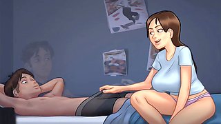 Hot brunette MILF teacher gets taken by surprise in a cowgirl position