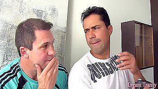 Super Hot Tranny Melyna Merli Seduces Two Horny Studs