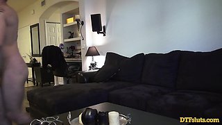 Katrina Jade gets her shaved pussy punished with rough pussy pounding & messy creampies by James Deen