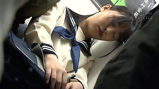 Japanese such a cute teen on the bus