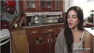 Magena Plays With Her Hairy Pussy Inside An Elevator