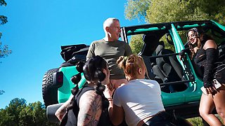 Zoey Uso and Valentine Vixen get fucked inside and outside the car