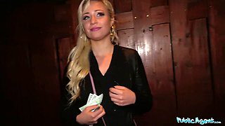 German blonde babe gets paid to fuck in public for cash