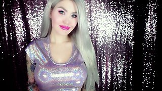 Cute blonde teen in blue panties masturbation on webcam