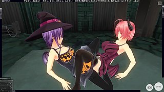 3D Hentai Yuri Devil Girl Fucking Pumpkin Girl