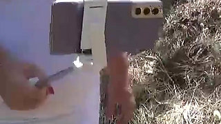 Another Clip Where You See Me in a White Dress After a Photo Shoot Walking Down a Steep Path with My Tits Out on Display.