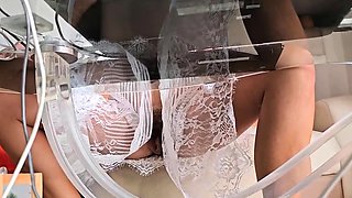 Transparent Fetish: Solo Female Almost Naked at Home