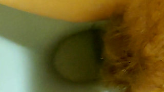 MILF Pee Close up View in the Toilet From Hairy Pussy