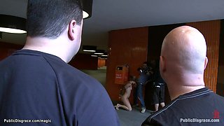 Lean bound Euro babe fucked in public