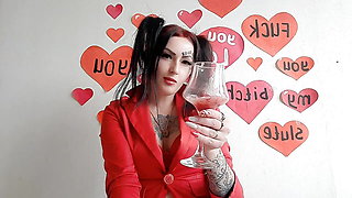Happy Valentine's Day! Dominatrix Nika congratulates you and gives you a present. Incredibly delicious cocktail of spit