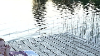 Two Girls Took Their Clothes off on the Lake. a Passing Surfer Had Sex in the Open Air