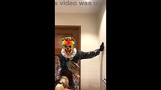 MILF Lila Lovely's Rendezvous with Clown Gibby in Public Restroom