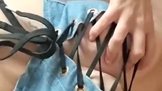 Big ass blonde latina fingering her pussy