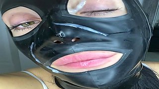 two women fetish latex asslicking and anal mff