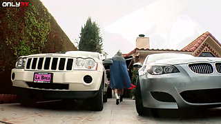 Bosomy Veronica Rayne fucking two strangers outdoors