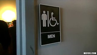 3 bi-curious sluts creep into the men's shower for an orgy