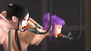 Sexy woman in latex catsuit bangs a pregnant college girl in prison