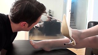 black mistress nylon foot sniffing