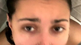 Beautiful Brunette Big Boobs Rides Fake Cock