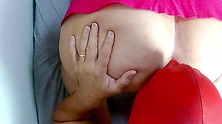 Masked Wife in Pink Skirt Offers Her Tight Backdoor for Intense Oral Pleasure and Facesitting Bliss