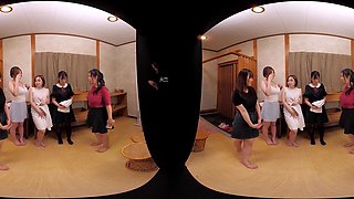 5 Busty Japanese Female Friends POV VR porn in 4k - amateur lesbian group sex orgy