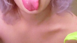 Small tit nubile in stockings masturbates