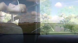Outdoor voyeur GF teases her BF from car