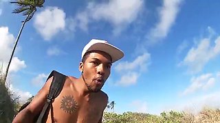 Black couple going on a sexual adventure on the nude beach