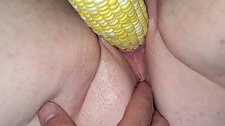 Corn cob in my pussy