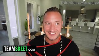 Three Horny Nuns in Stockings Fuck Devil Out of Guy with Cumshot