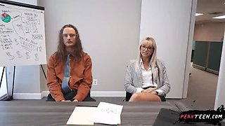 Blonde Teen Cheats on Boyfriend with Boss - Office Fuck & Phone Call