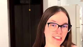 Step sister doing ass-fuck and drinking post-workout milk