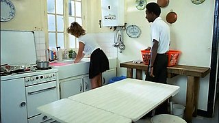 Interracial blowjob after getting fingered in the gloryhole