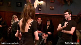 Slave bound fucked in crowded place