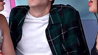 College Roommates Laya Rae and Sherrie Moon Share a Big Cock on Campus