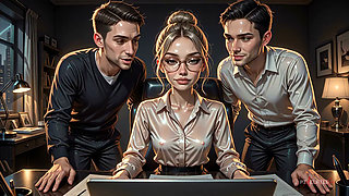 Two Guys Bring Coffee and End up Sharing the Secretary [ai Generated]