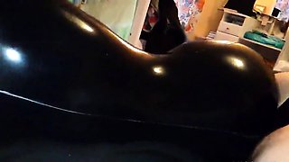 Fucking My Curvy Girl in a Black Latex Catsuit, Doggy Style