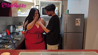 Cougar Riderqueen Questions Step-Sons Pounding Of Her Big Tits And Phat Ass In The Kitchen